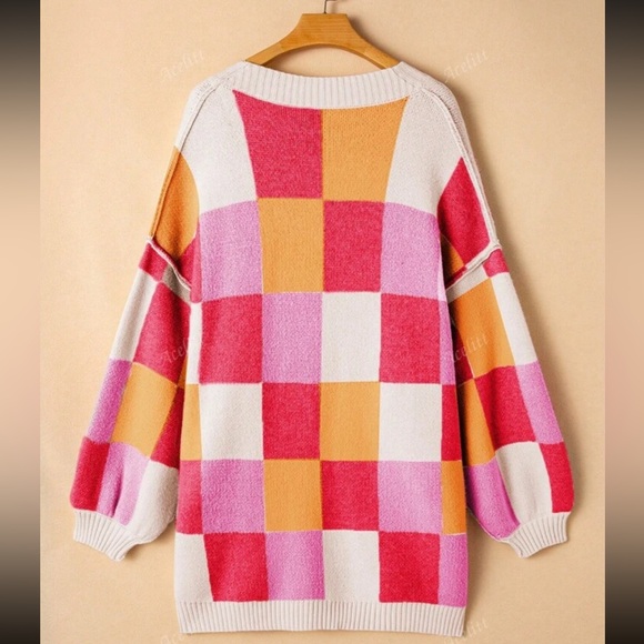 Luxe Color Block Open Front Long Sleeve Knit Sweater Cardigan - Picture 6 of 16